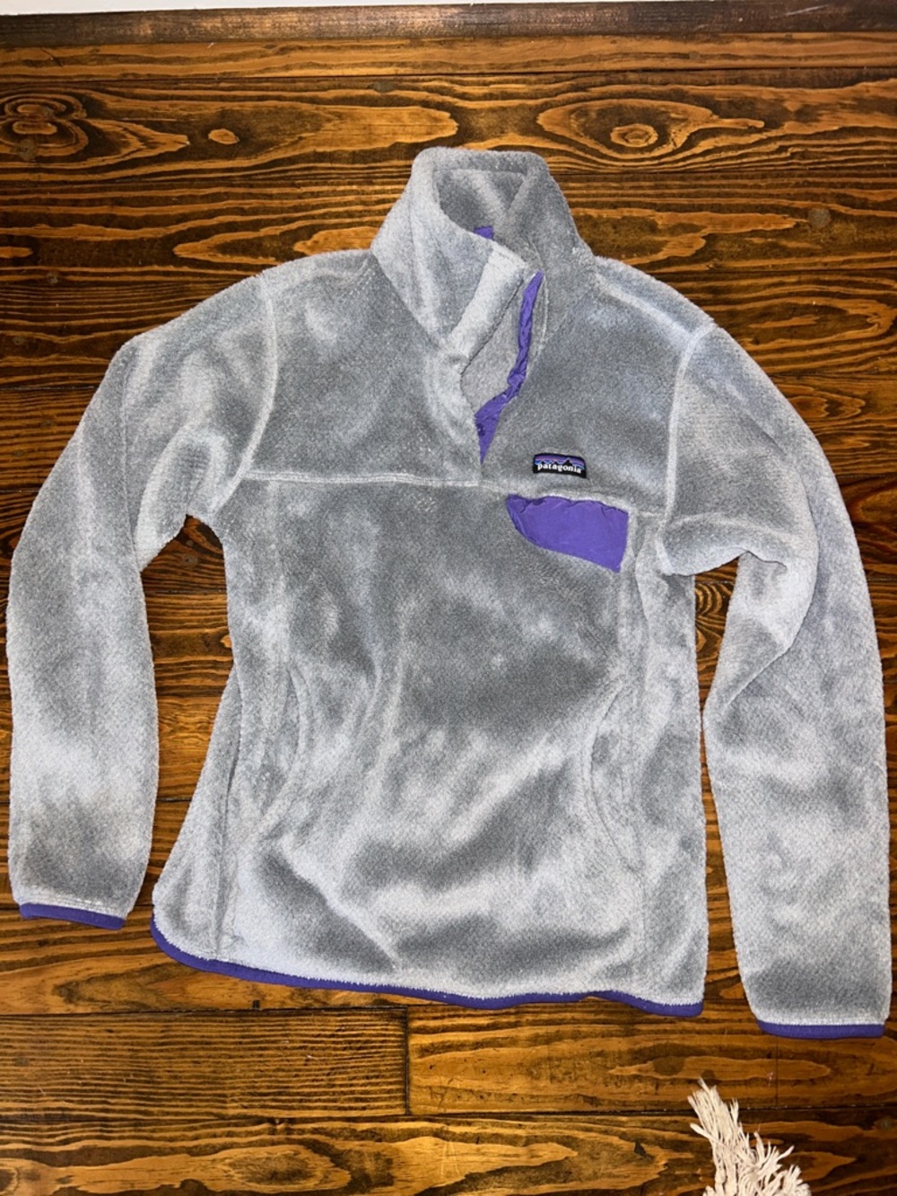 Grey and purple Patagonia pull over